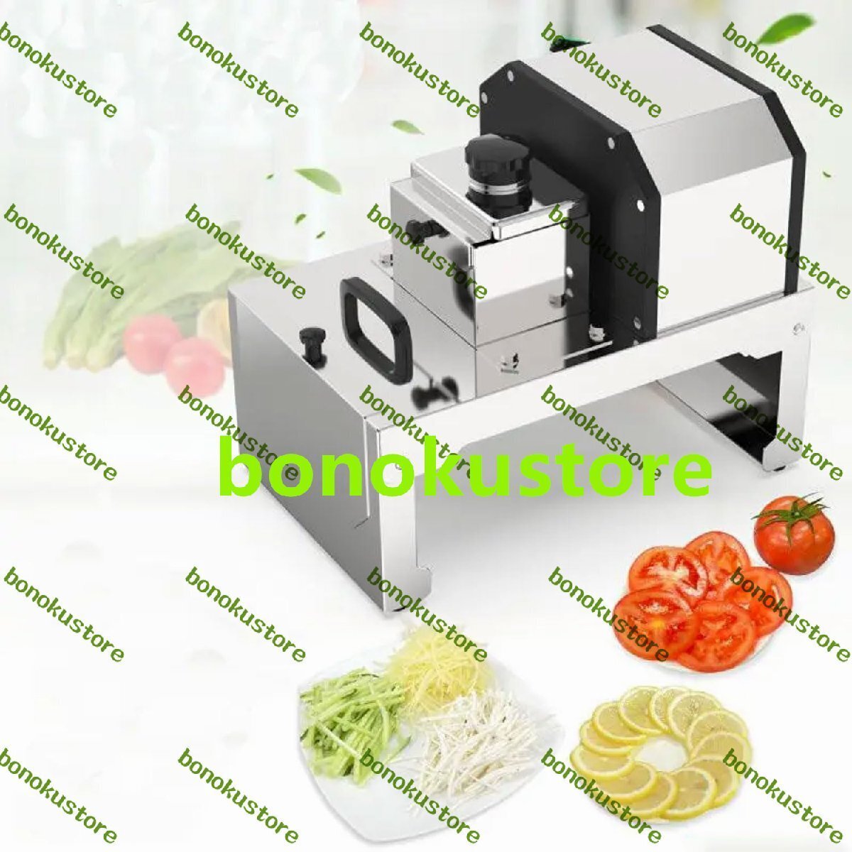 250W 業務用卓上シュレッダー 3kg/分 ステンレス製自動野菜スライサー 2枚刃セット 0.5-4mm厚さ調整可能 100x150mm 供給口拍卖