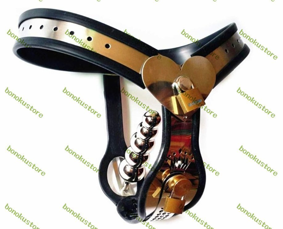 女性目に見えない貞操帯チタンハート形ステンレス鋼第八世代TタイプSMボンデージ貞操パンティーあり取り外し可能ビーズ大人のおもちゃ拍卖