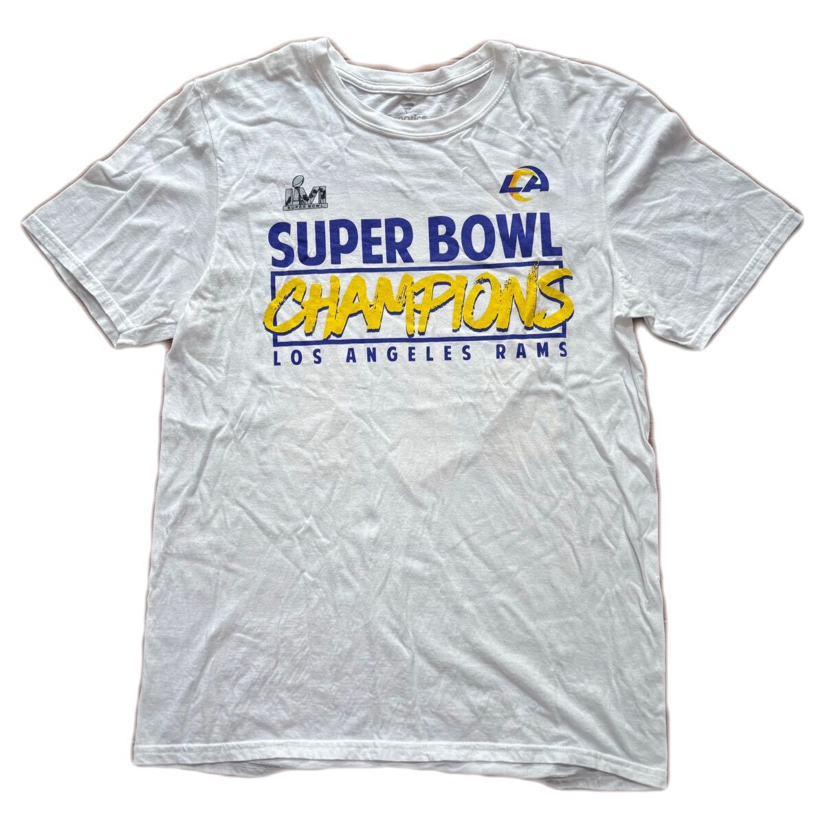 Los Angeles Rams Super Bowl LVI Champions Stacked Tee NFL アメフト ロサンゼルスラムズ Tシャツ M 第56回 スーパーボウル 優勝記念 拍卖