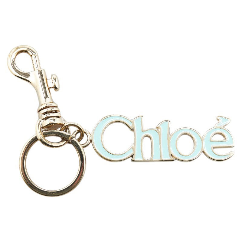 クロエ ロゴ チャーム バッグチャーム ゴールド ライトブルー メッキ レディース Chloe 【中古】拍卖