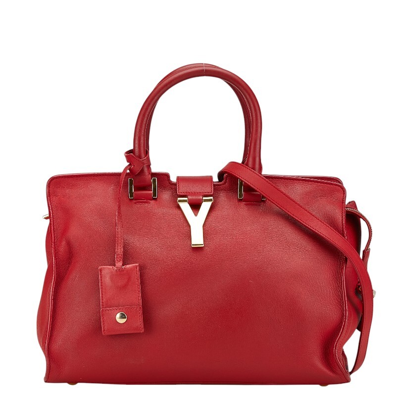 サンローラン プチカバス Yライン ハンドバッグ ショルダーバッグ 2WAY 311210 レッド レザー レディース SAINT LAURENT 【中古】拍卖