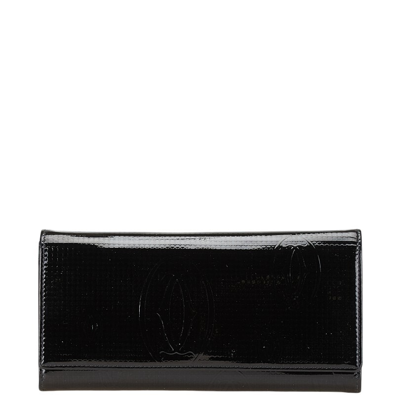 カルティエ ハッピーバースデー 長財布 ブラック エナメル レディース CARTIER 【中古】拍卖