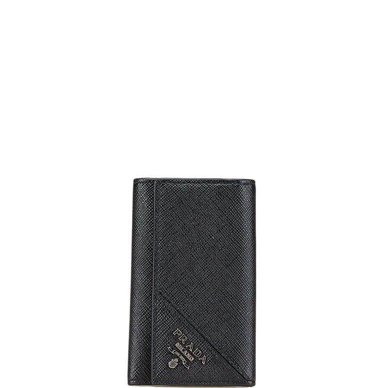 プラダ ロゴ サフィアーノ キーケース ブラック レザー レディース PRADA 【中古】拍卖