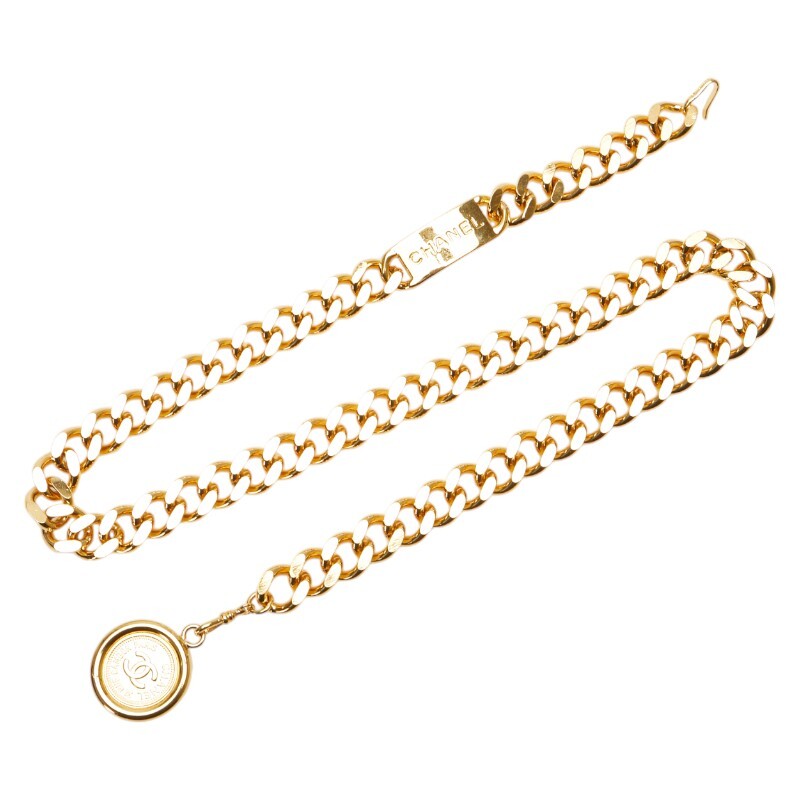 シャネル ココマーク 31 RUE CAMBON PARIS メダル モチーフ チェーン ベルト ゴールド メッキ レディース CHANEL 【中古】拍卖