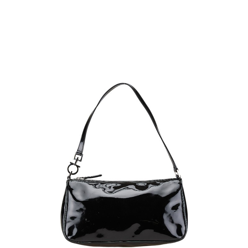 サルヴァトーレフェラガモ ガンチーニ ミニ ハンドバッグ ショルダーバッグ ブラック エナメル レディース Salvatore Ferragamo 【中古】拍卖