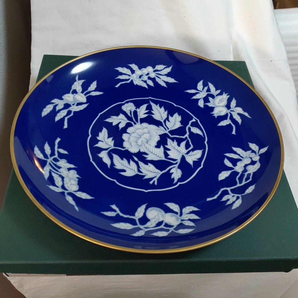 前畑陶器 美濃焼 瑠璃果実 染付 大皿 盛皿 箱入 大鉢 盛鉢 菓子器 橘吉 和食器 陶磁器 0306-F4-TA9拍卖