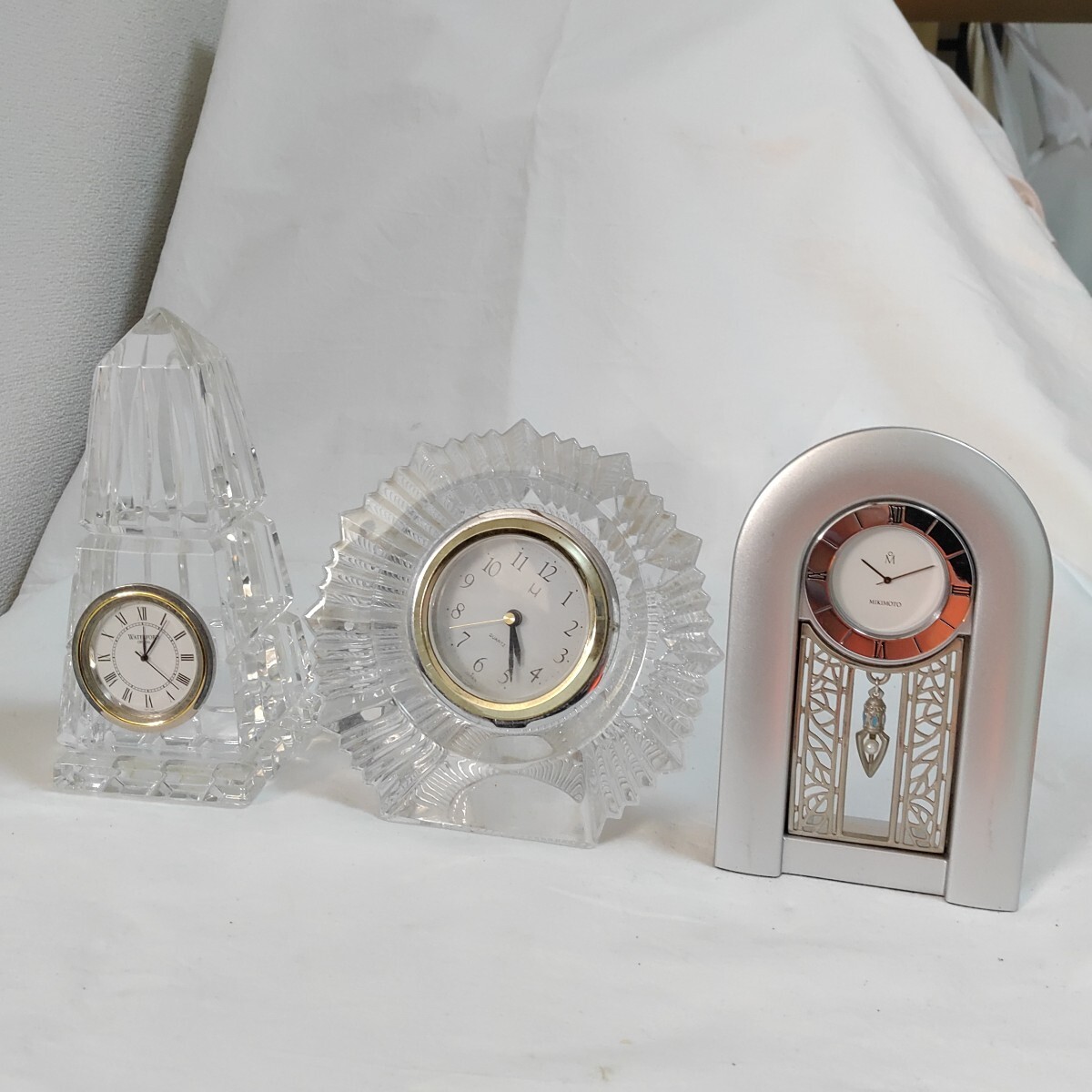 ミキモトなど 置き時計 セット テーブルクロック 昭和レトロ ガラス 0316-F4-TA8拍卖