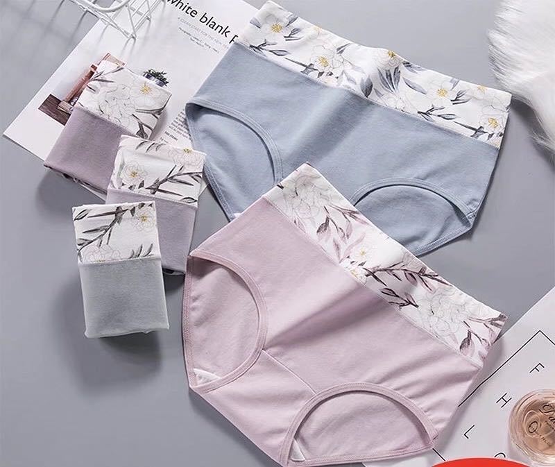 花柄ハイウェスト レディースショーツ高通気性と伸縮性 【XXL 4枚セット】拍卖