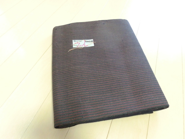 丹前 ウール生地 えんじ系ストライプ どてら生地 虫食い少しあり 010330拍卖