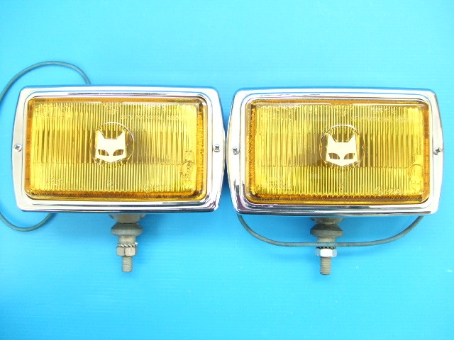 極上品2個 メッキ マーシャル 850GT フォグランプ H3バルブ イエローレンズ 旧車 補助灯 補助ライト MARCHAL 角型 角形 角目 当時物 sub4拍卖