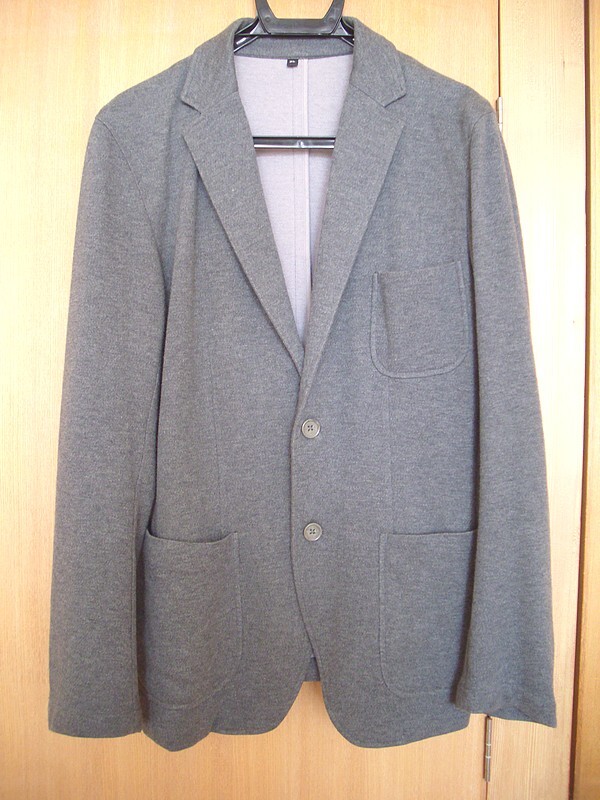 MUJI 無印良品◆スウェット素材の2つボタンのジャケット◆パッチポケット3つ◆センターベント◆サイズ:XL◆カラー:チャコールグレー拍卖