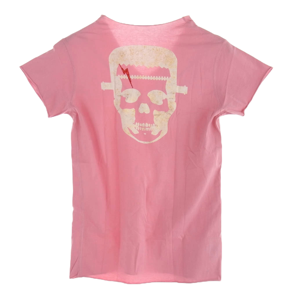 Lucien Pellat-Finet ルシアンペラフィネ バック スカルプリント ライトストーン Vネック Tシャツ 半袖カットソー ピンク系 S【中古】拍卖