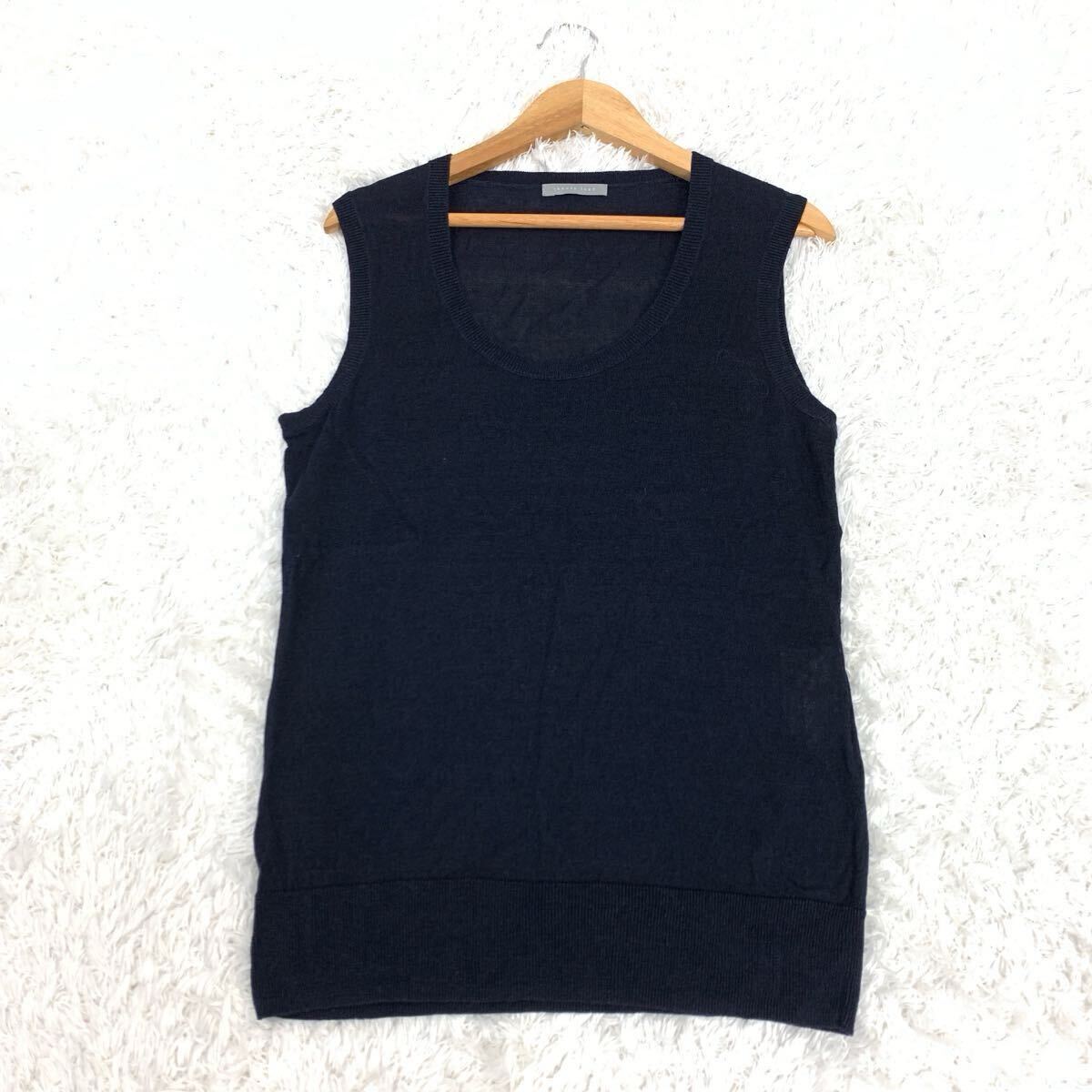 theory luxe セオリーリュクス ベスト ニットベスト ネイビー 紺 リネン レーヨン レディース 38 YA8964拍卖