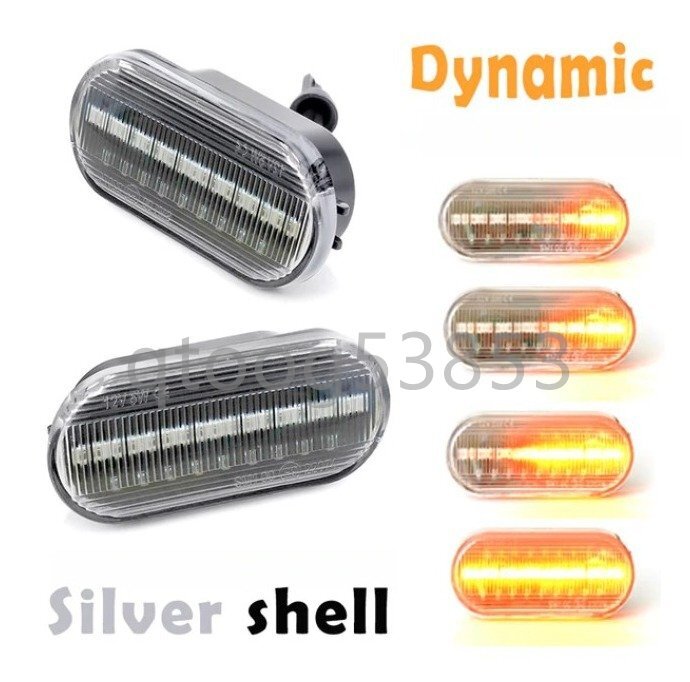 流れる!! LED ダイナミック ウインカー サイドマーカー Dynamic Silver VW フォルクスワーゲン ゴルフ ポロ ビートル拍卖