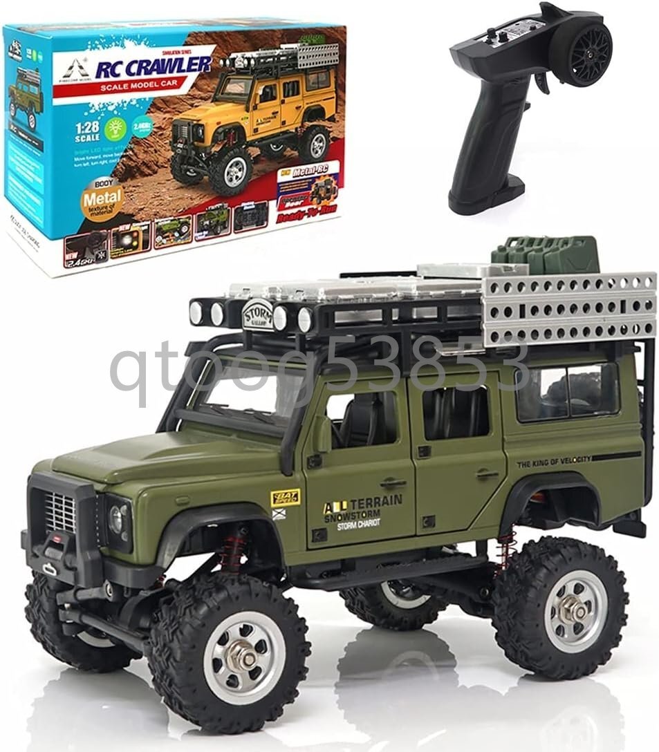 RCクローラートラック1/28スケール 導いたカーランプ、 RCオフローディングトラック4WD 2.4G RC大人のための車のミニ合金の電気自動車のお拍卖