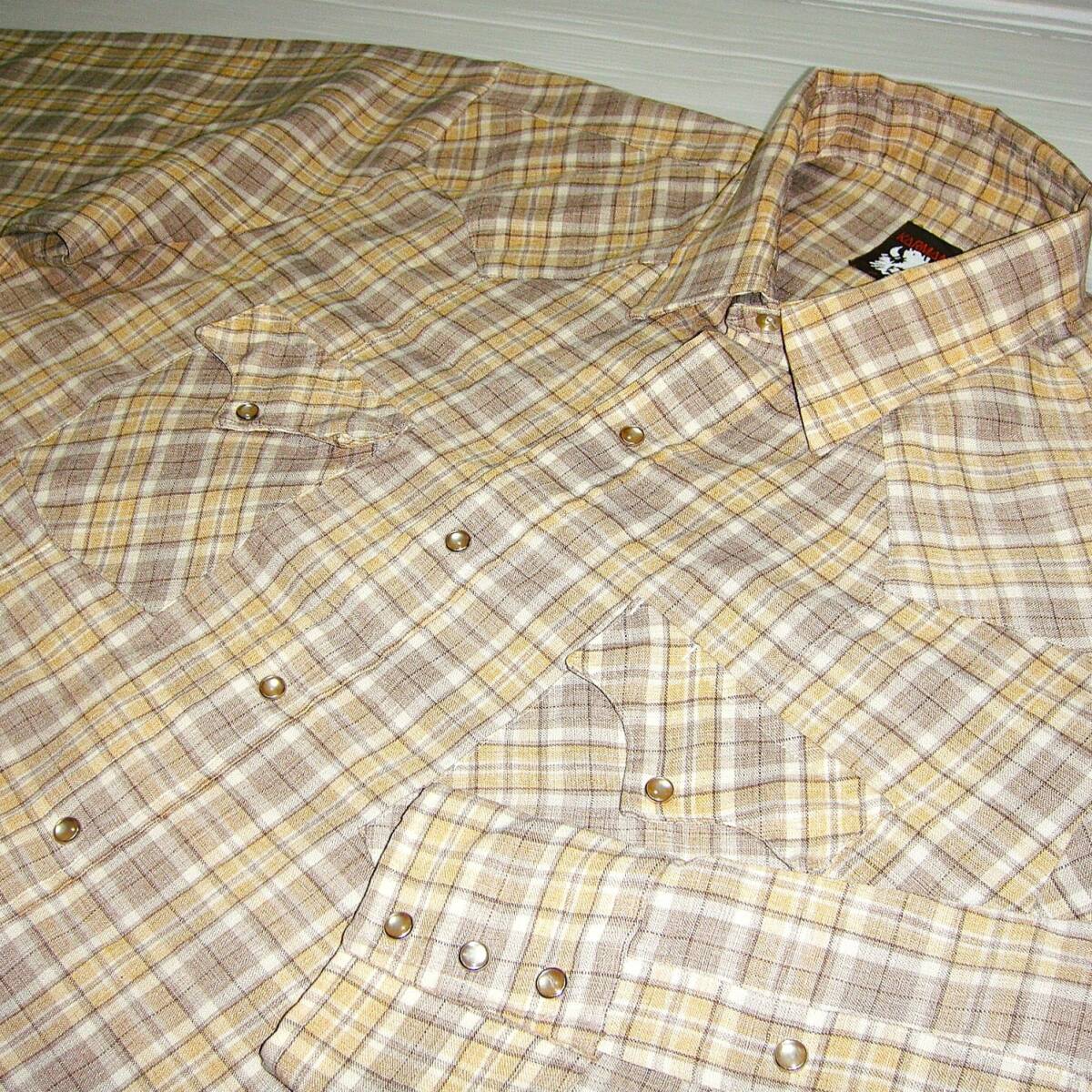 ■USA製? ^^ 送料0 ^ ^ KAMAN ビンテージ 化繊地 ウエスタンシャツ3L■VINTAGE アメリカ古着 o3■ウエスタンシャツ大量出品中■拍卖