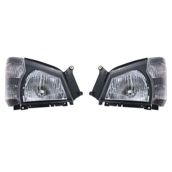 いすゞ 超低 PM エルフ H16.6-H19.4 クリア ヘッド ライト & コーナー ランプ 純正 タイプ ウインカー ランプ 左右 JP-T303LR+JP-T304LR拍卖