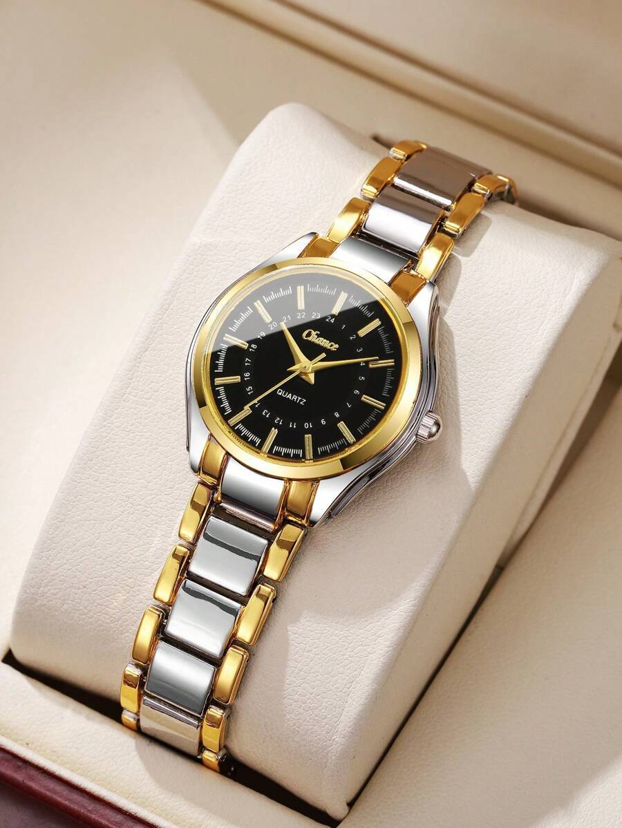 腕時計 レディース クォーツ 1個 女性用エレガントでシックなミニマリストクォーツ腕時計、スチールバンド&小さな文字盤、時計ボック拍卖