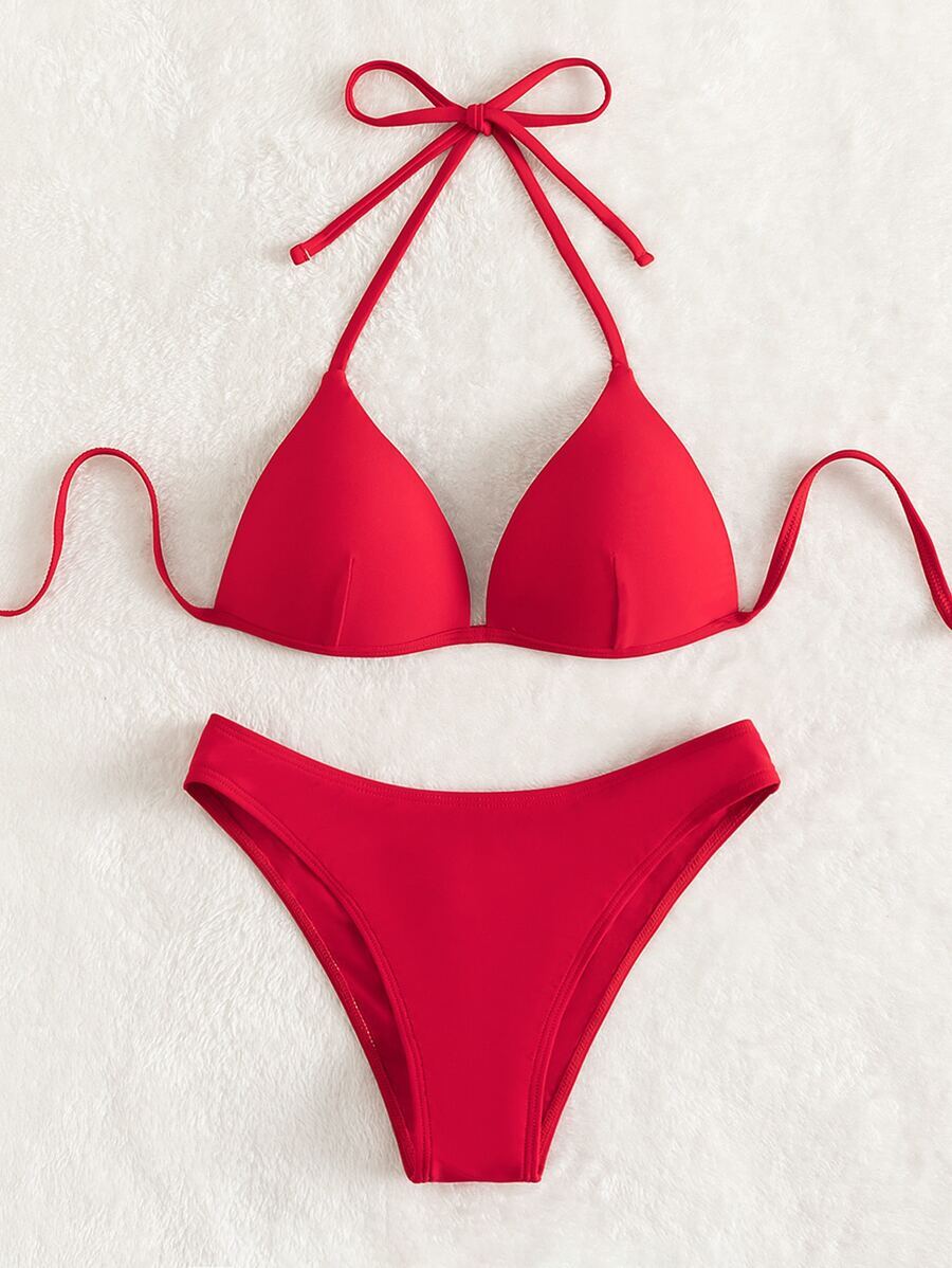 レディース 水着 ビキニセット 2025年ソリッドカラー色ビキニ水着 アンダーワイヤーカップ、バケーションビーチスタイル夏向け拍卖
