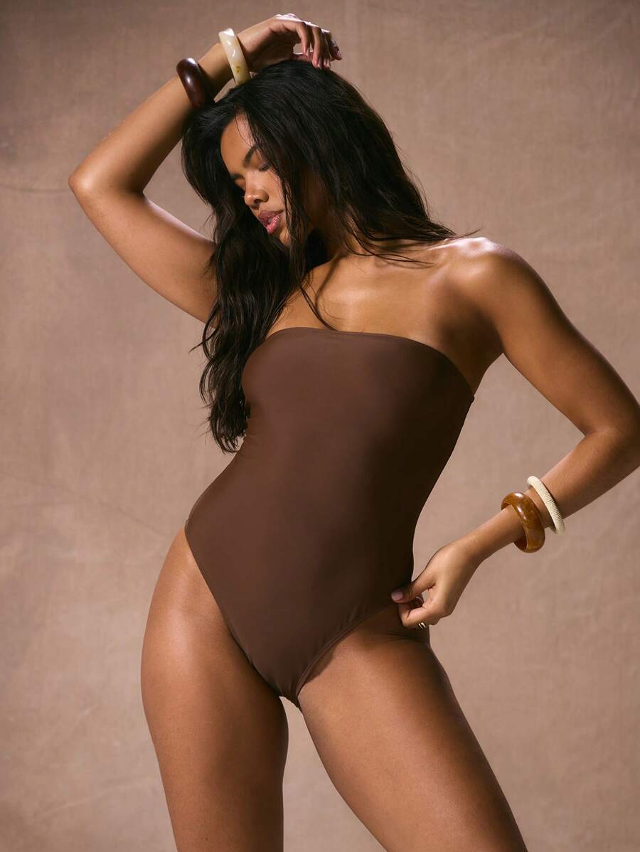 レディース 水着 ワンピース バンドゥ ストラップレス エレガントワンピース水着 春夏バカンス エレガントビーチリゾート拍卖