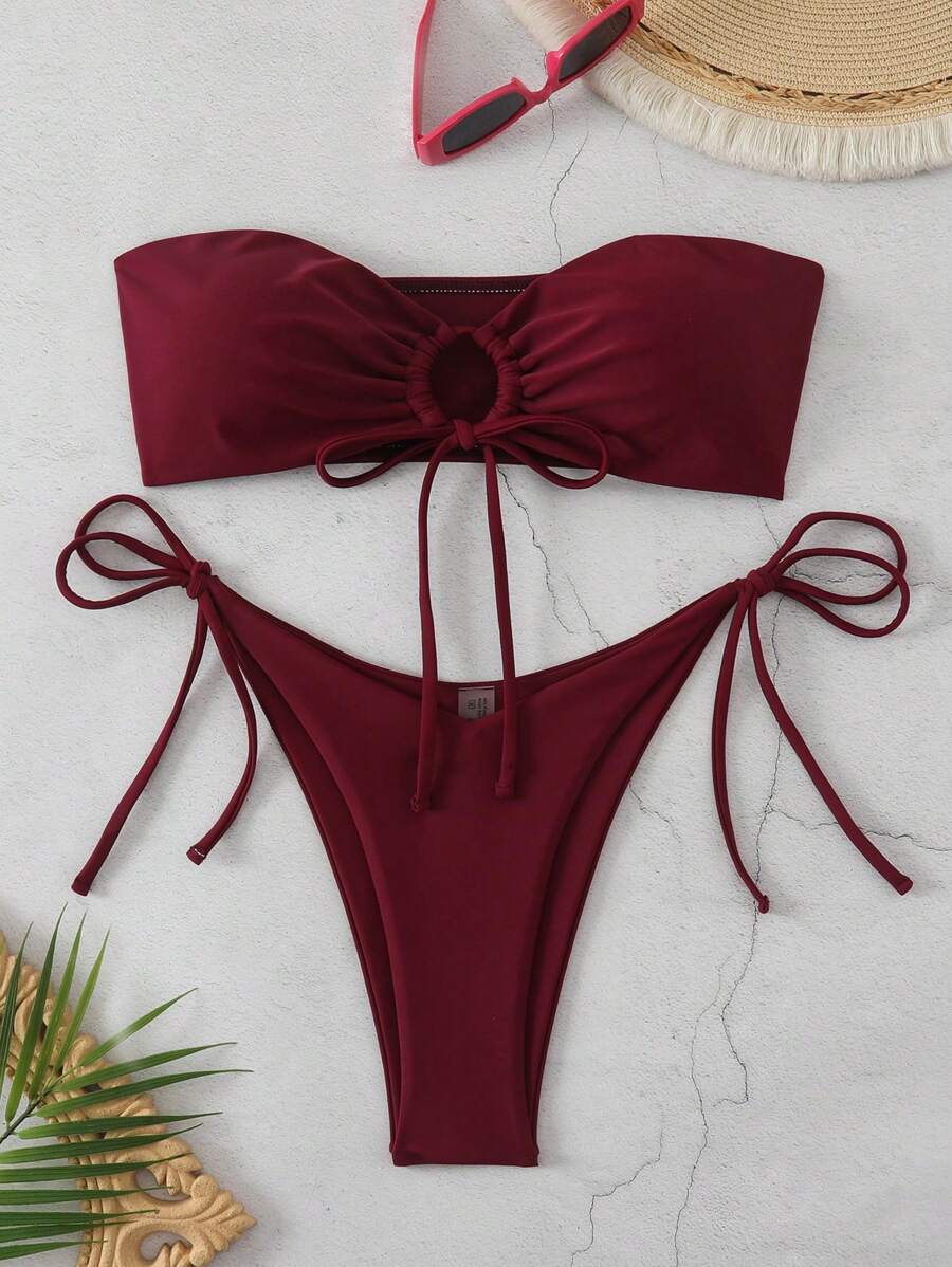 レディース 水着 ビキニセット ソリッドカラービキニセット、ビーチバケーション拍卖