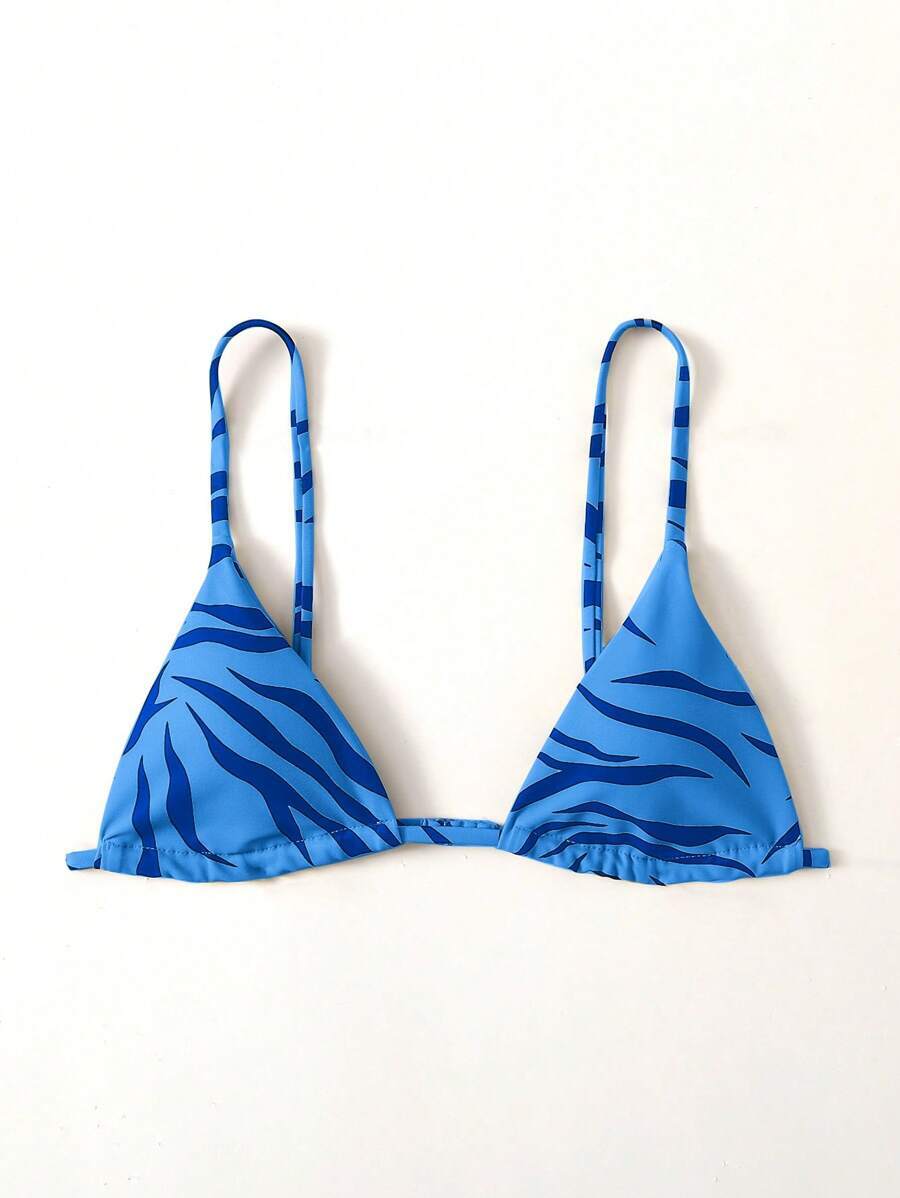 レディース 水着 トップス レディース スパゲッティストラップ ビキニ トップ、カジュアルスイムウェア、ランダムプリント、夏のビー拍卖