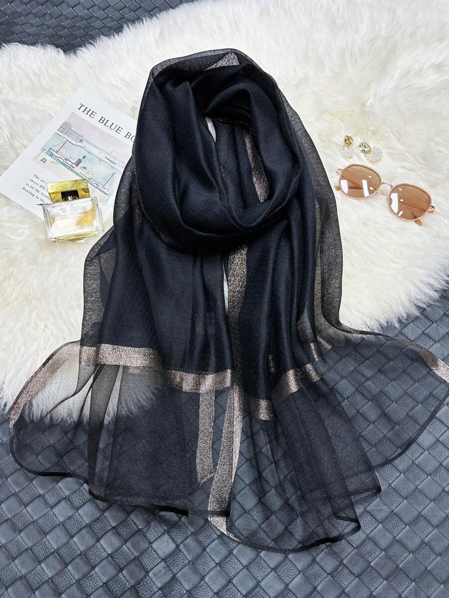 アクセサリー レディース スカーフ 1個 レディース ブラック 無地 ニット/シルクブレンド ショール、エレガント、カジュアルスタ拍卖