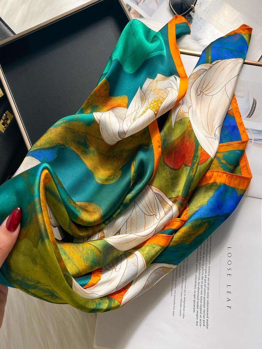 アクセサリー レディース スカーフ ロータス 柄のバンダナ ビンテージ スクエア スカーフ、日常用 バンダナ、ヘアバンド、ヘッドバ拍卖