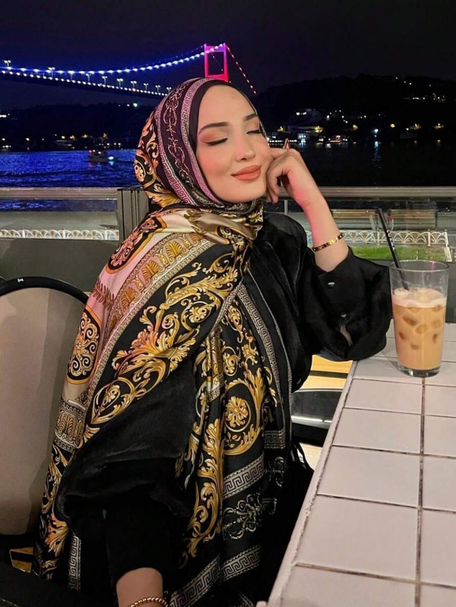 アクセサリー レディース スカーフ 1枚 レディース ヴィンテージ グラマラス ボヘミアン バロック スタイル ブラック ゴールド拍卖