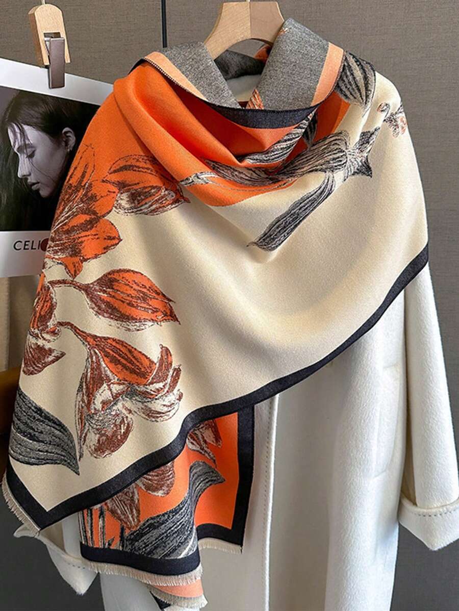 アクセサリー レディース スカーフ オレンジ色のレディース スカーフ ケシミア 長いファッションフリンジショール タッセル 古典的拍卖