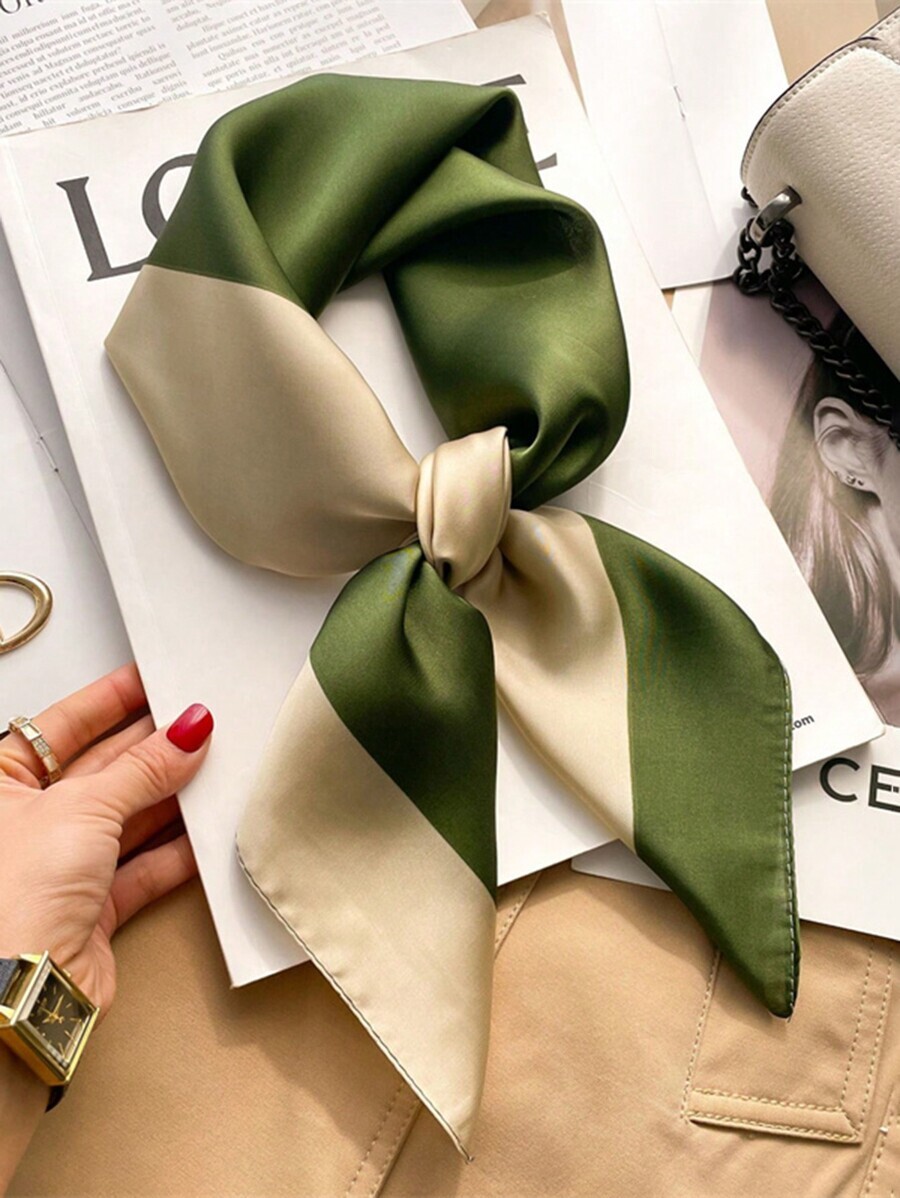 アクセサリー レディース スカーフ 女性用 豪華でエレガントなファッション カラーブロックプリント シルク バンダナスカーフ 70拍卖