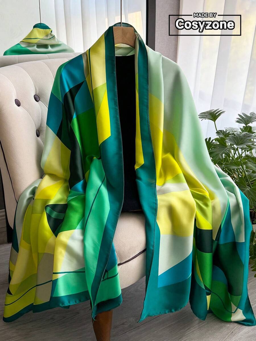 アクセサリー レディース スカーフ 1枚 ビーチアクセサリー幾何学プリント シルキータッチのスカーフ、シンプルでエレガントなデザイ拍卖