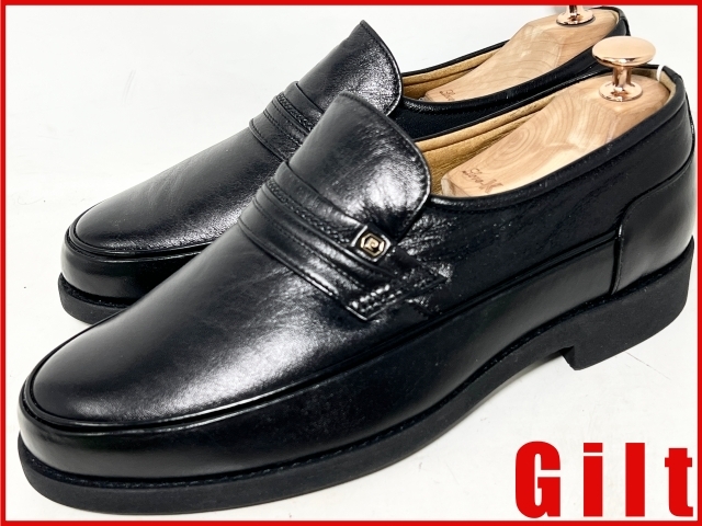 即決★美品展示品 日本製 Pierre Cardin★24.5cmEEEE レザースリッポン ピエールカルダン 黒 ブラック シューズ ローファー ほぼ未使用拍卖