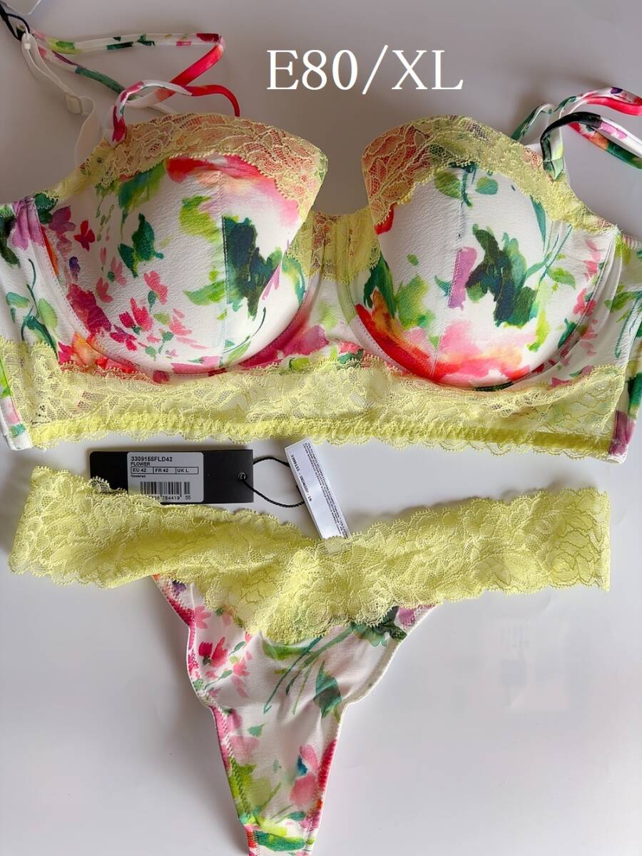 E80+XL☆Andres Sarda FLOWER アンドレサルダ スペイン高級ランジェリーセット 拍卖