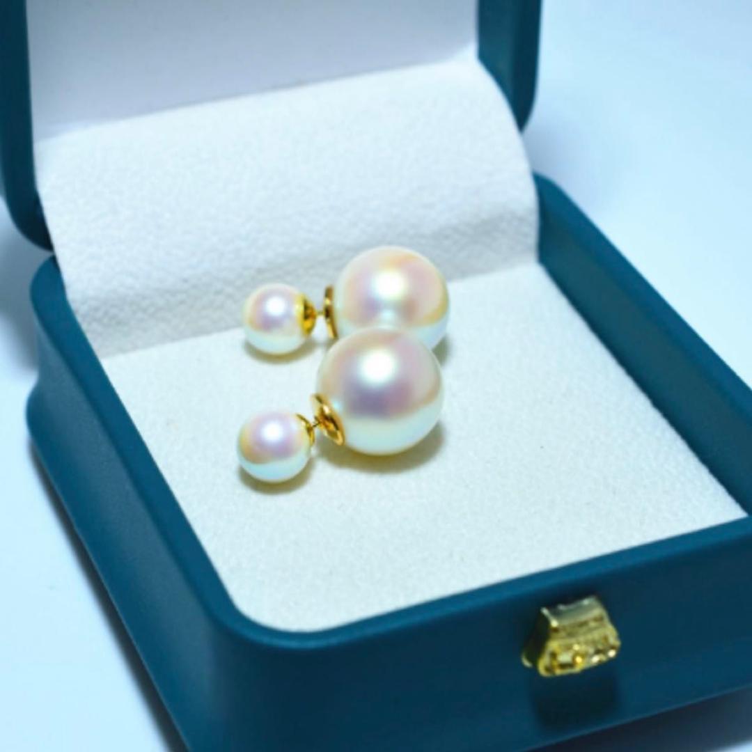 【再入荷】ピアス あこや真珠 貝パール ゴールド 14ミリ拍卖