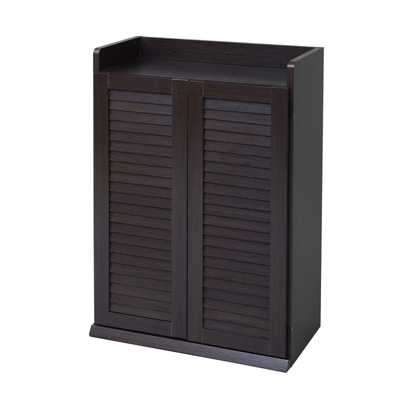 ルーバー式 シューズボックス 靴箱 薄型 玄関収納 幅60 単品 ダークブラウン拍卖