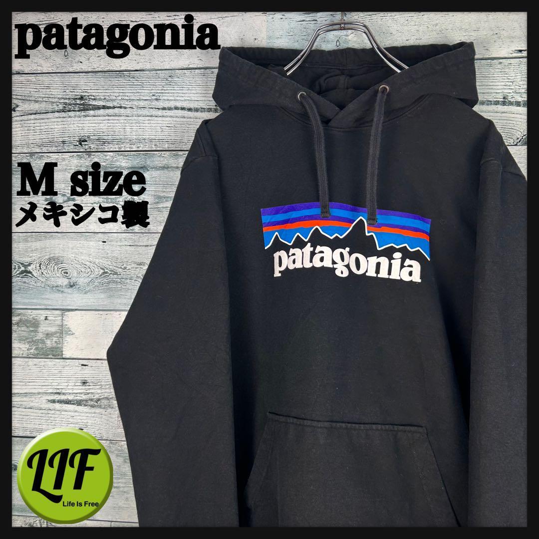 パタゴニア メキシコ製 プリントロゴ スウェットパーカー ブラック M 5049拍卖