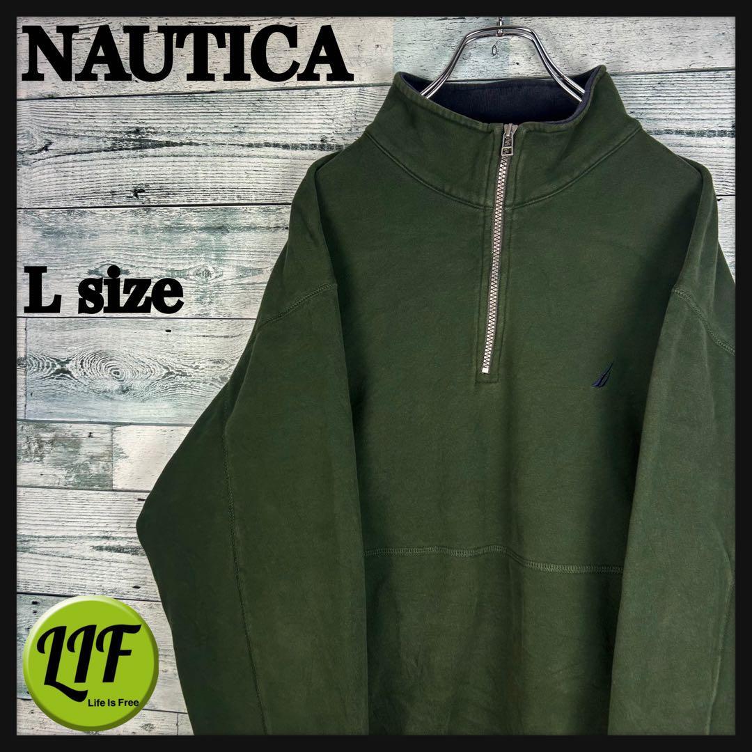 ノーティカ 刺繍ロゴ ハーフジップスウェット グリーン L 5098拍卖