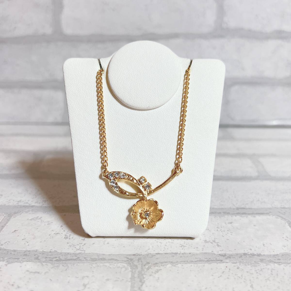 ネックレス ゴールド gold ジルコニア フラワー ビジュー 花 アンティーク ヴィンテージ EL-0009拍卖