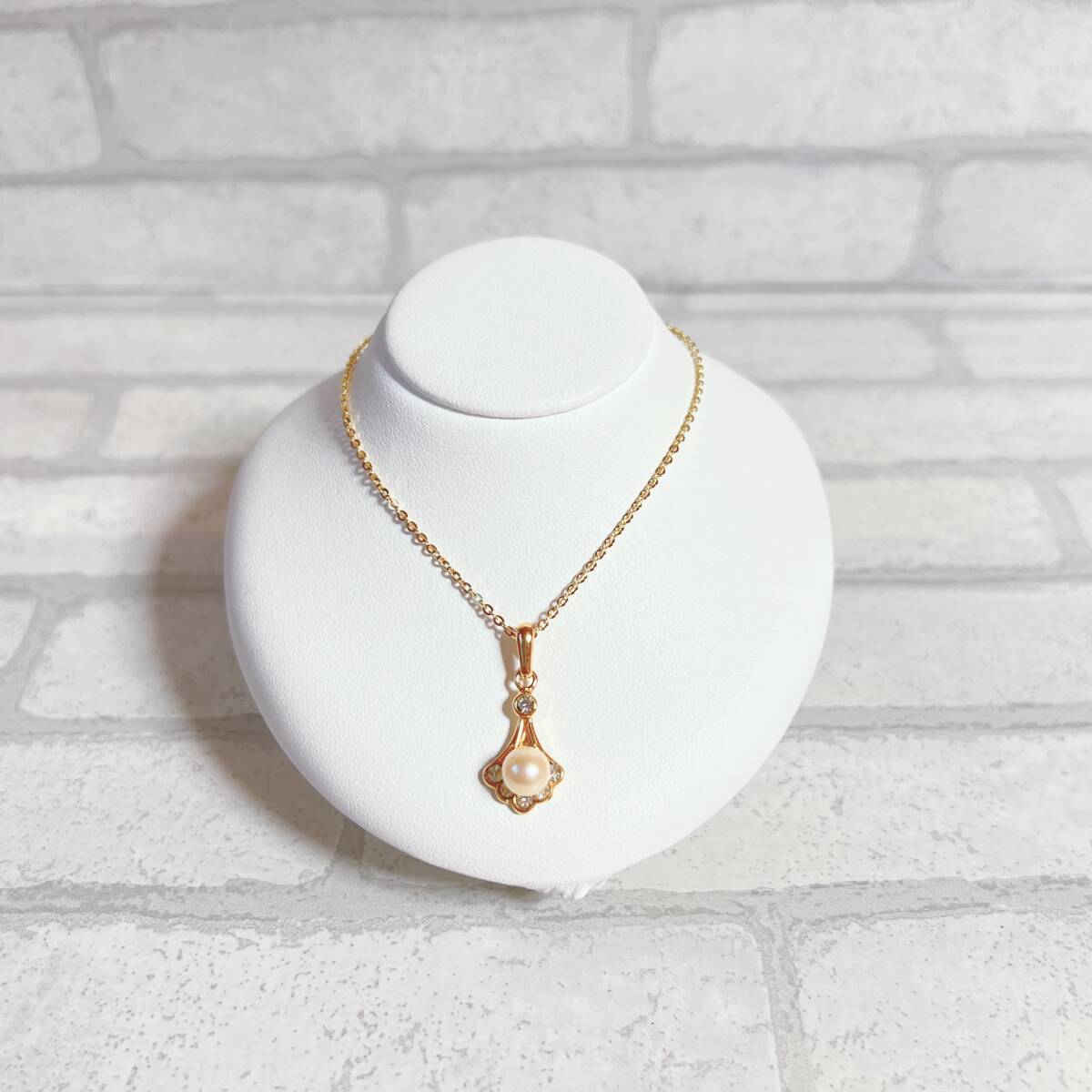 ネックレス ゴールド gold パール ジルコニア ビジュー アンティーク ヴィンテージ EL-0083拍卖