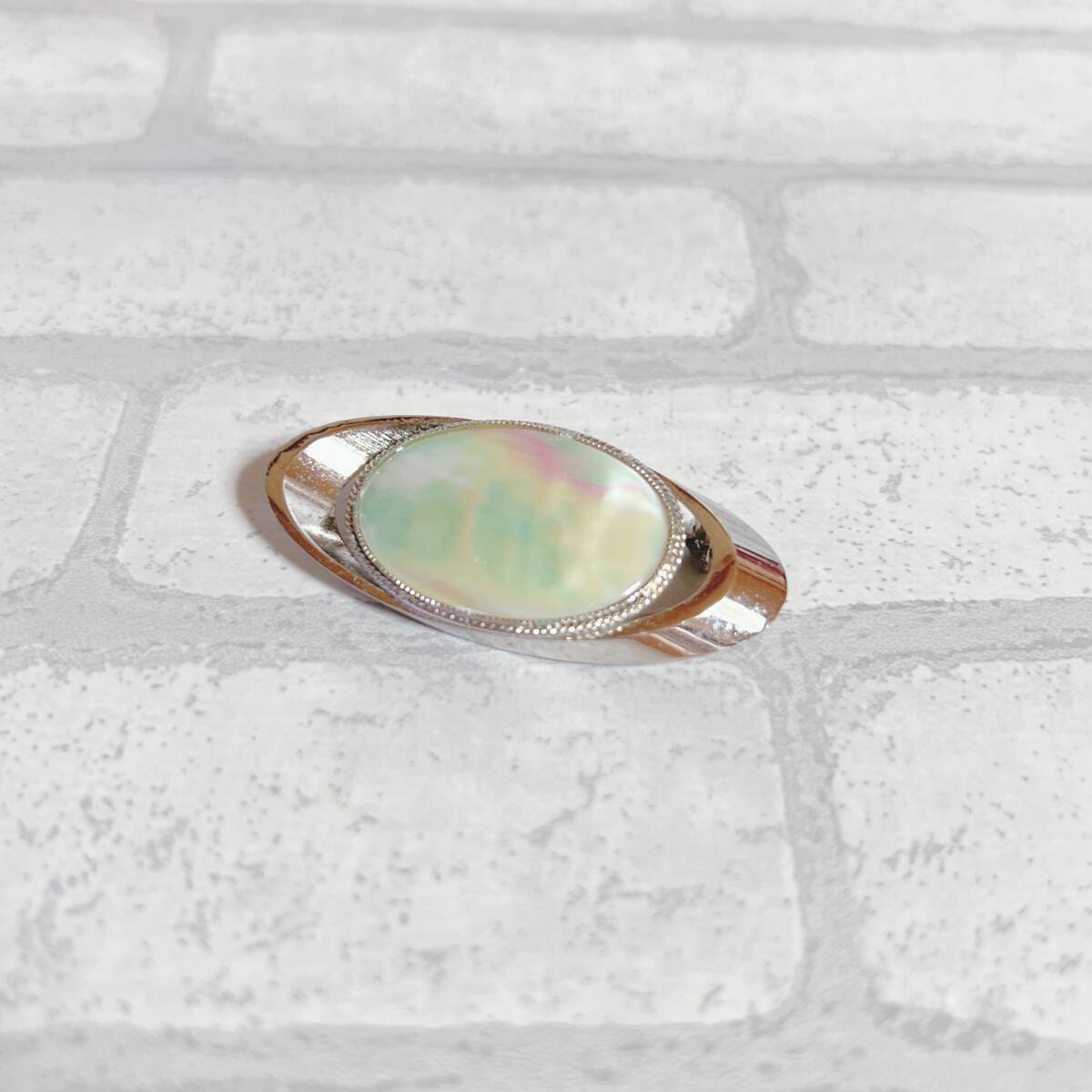 ブローチ silver シルバー シェル 貝殻 貝 ラウンド 丸 アンティーク ヴィンテージ EL-0128拍卖