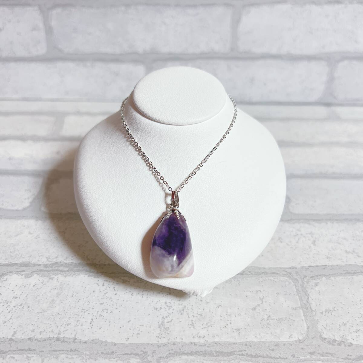 ネックレス silver シルバー パープル石 紫石 アメジスト アンティーク ヴィンテージ EL-0138拍卖