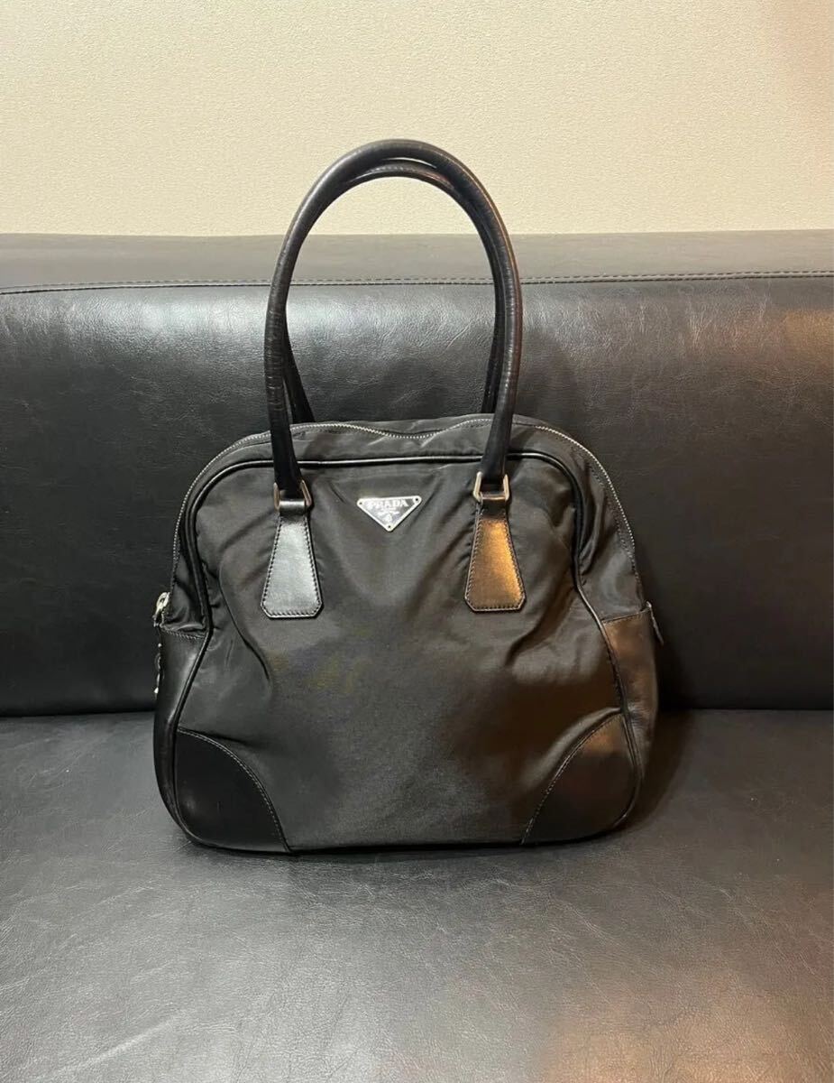 プラダ ハンドバッグ ブラック ナイロン レザー拍卖