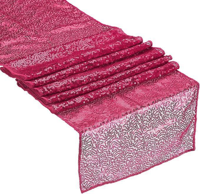 ★★ローズ色 レッド テーブルランナー 180cm x 30cm スパンコール イベントパーティー 誕生日パーティー 結婚式 クリスマス拍卖