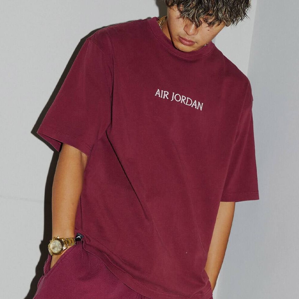 残少 L ナイキ エア ジョーダン ヘビーウェイト Tシャツ 検 メンズ 厚手 コットン 半袖 ジム トレーニング エンジ ボルドー ワインレッド拍卖