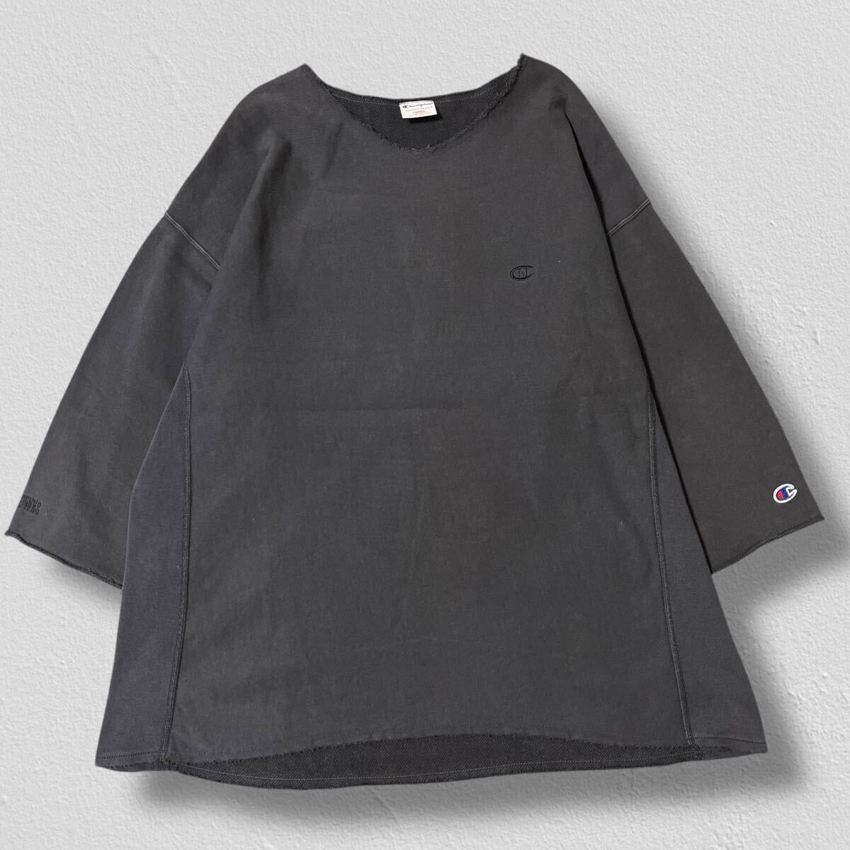 Champion REVERSE WEAVE× Rodeo Crowns チャンピオン×ロデオクラウン ルーズカットスウェット L ブラック●洗濯プレス済● 黒 古着/241拍卖