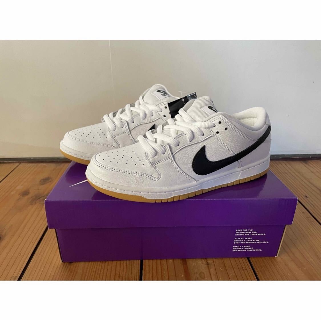 Nike SB Dunk Low Pro White Black Gum Light Brown ナイキ SB ダンク ロー プロ ホワイト ブラック ガム ライトブラウン サイズ 26cm US8拍卖