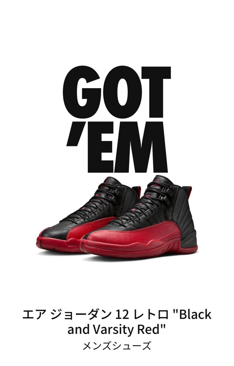 30cm Nike Air Jordan 12 Retro Flu Game Black Varsity Red 2025 ナイキ エア ジョーダン12 レトロ フルゲーム ブラック バーシティレッド拍卖