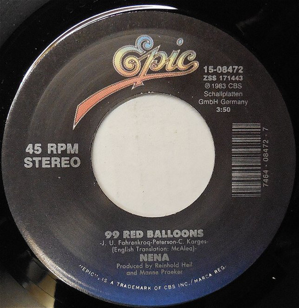 NENA(ネーナ)-99 Red Balloons (US 80's 再発 7インチ) '83年大ヒットシングル拍卖