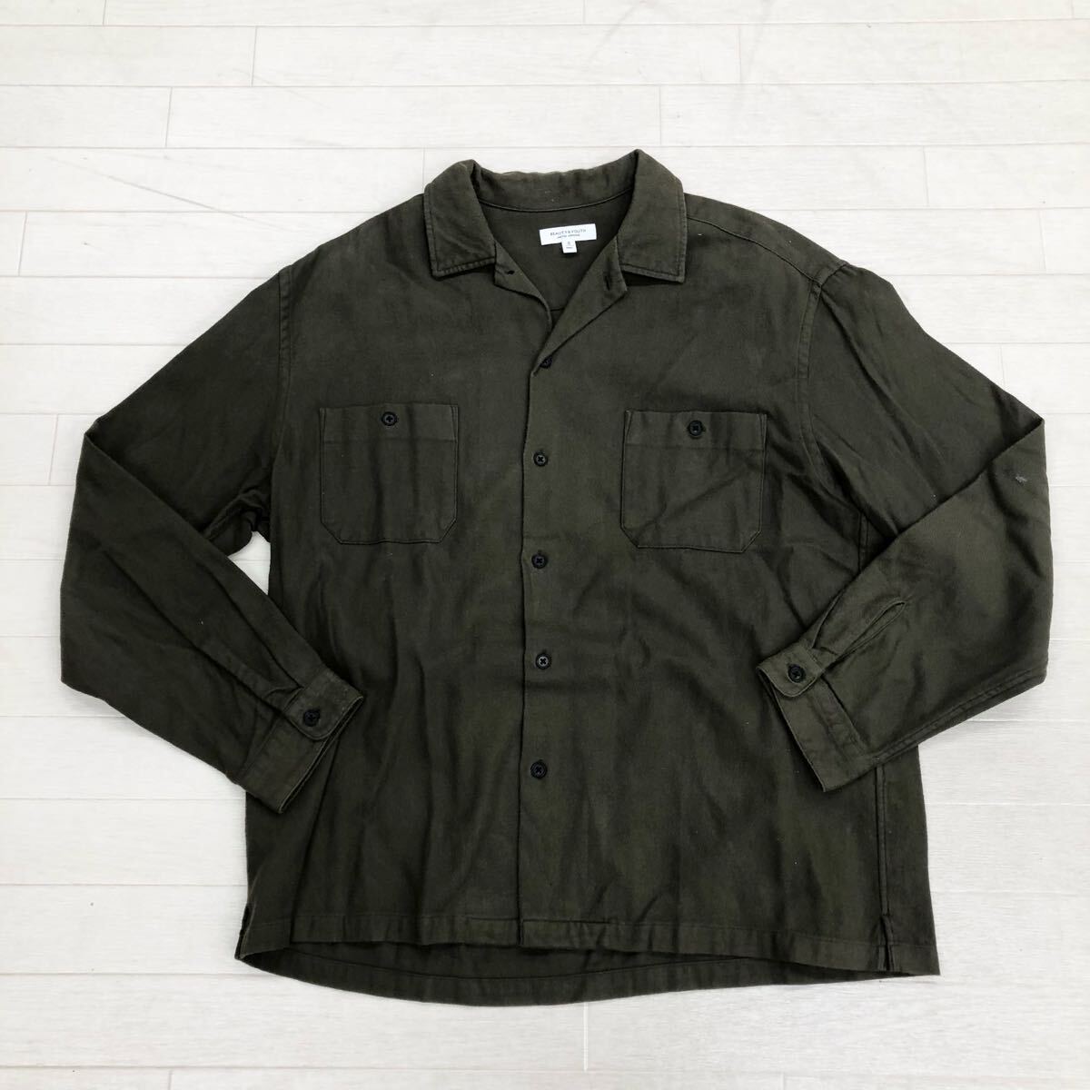 1717〓 BEAUTY & YOUTH UNITED ARROWS ビューティーアンドユース ユナイテッドアローズ ボタンシャツ メンズ サイズS ダークグリーン拍卖